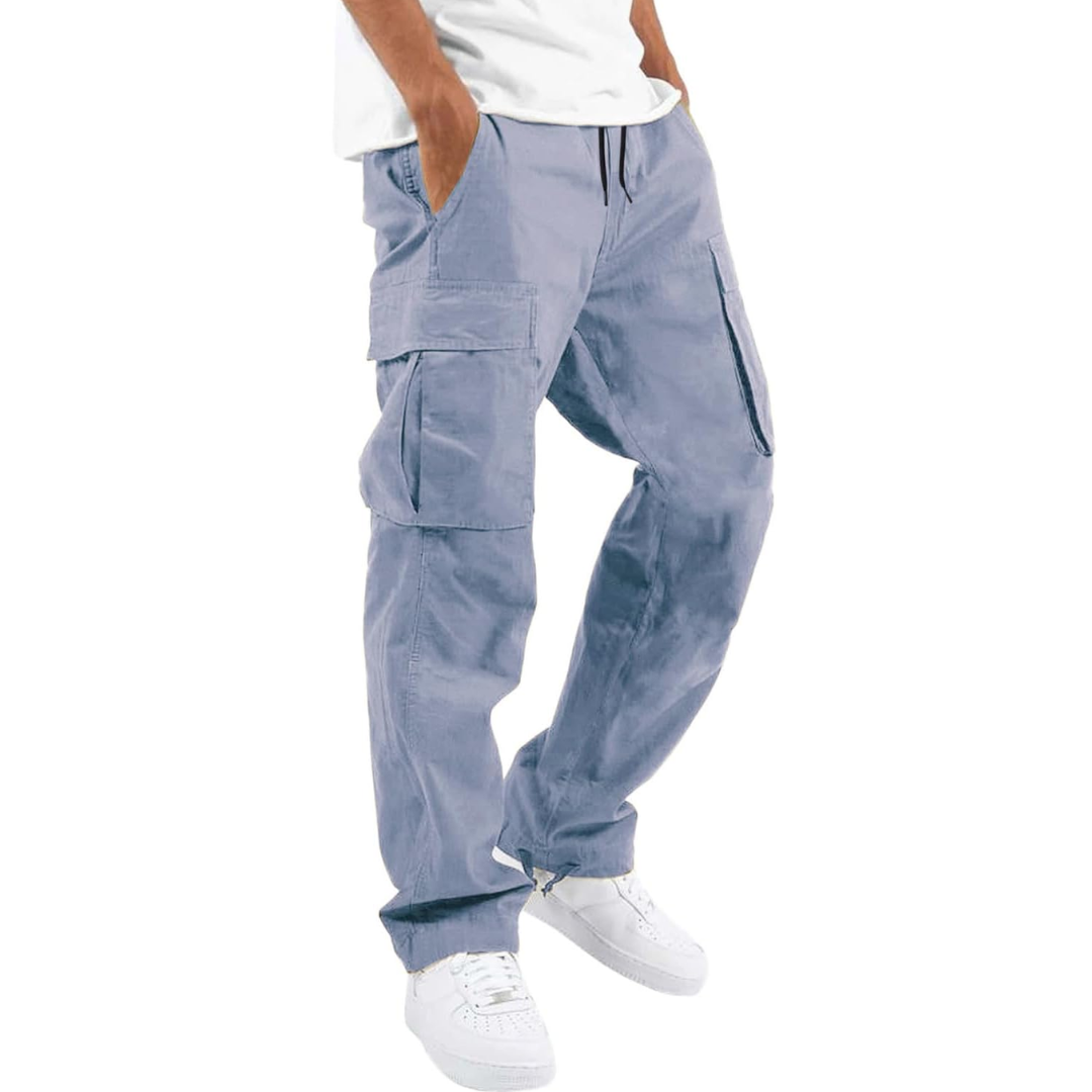 Męskie Spodnie Cargo w Luźnym Stylu z Wieloma Kieszeniami, Ubrania Streetwear