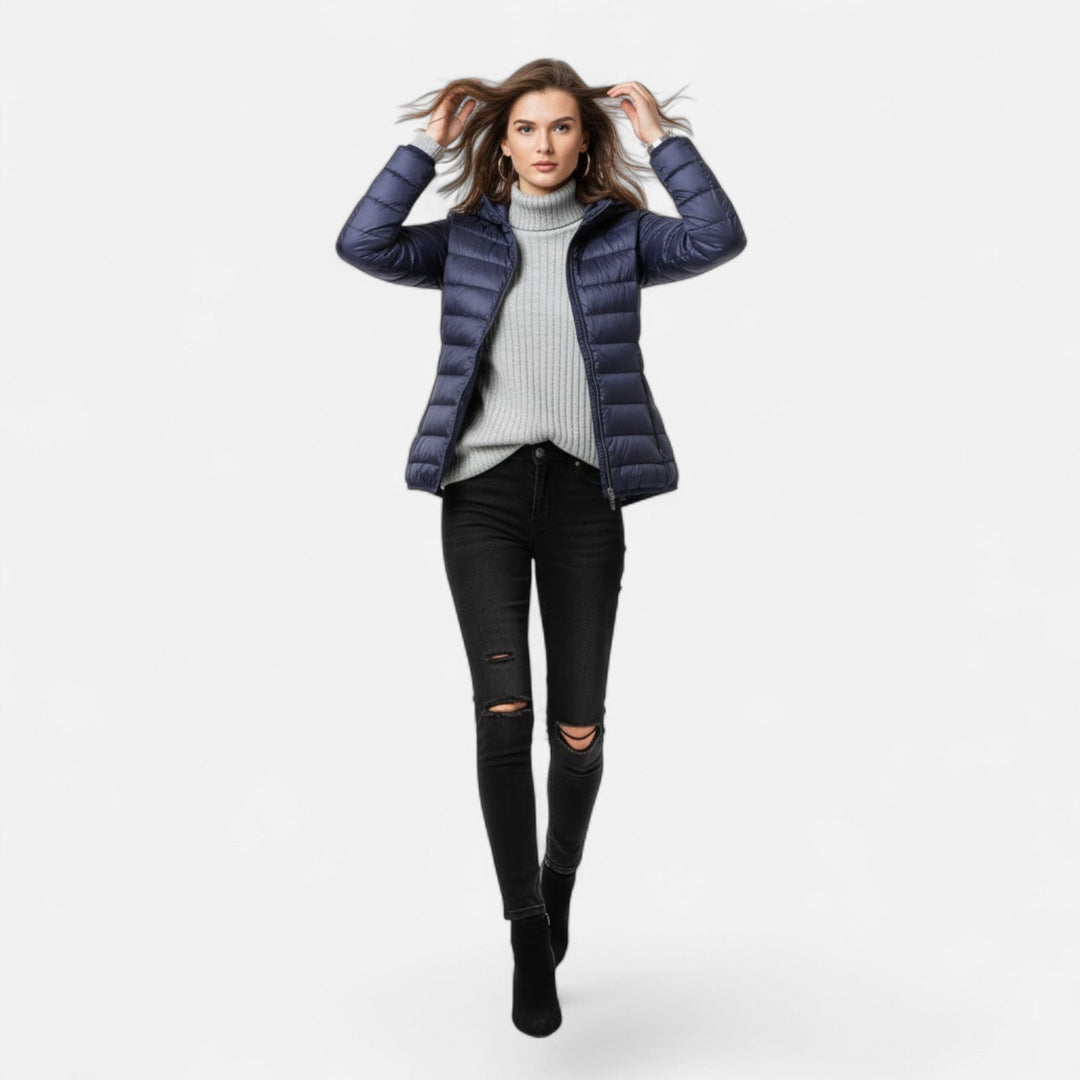 Valmonti | Damski Lekki Puchowy Płaszcz Plus-Size