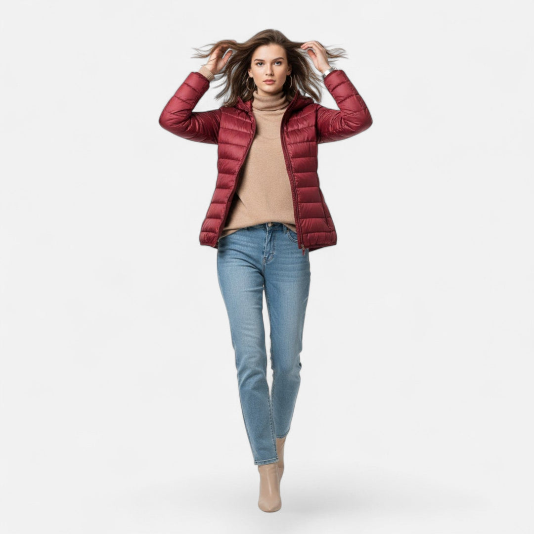 Valmonti | Damski Lekki Puchowy Płaszcz Plus-Size