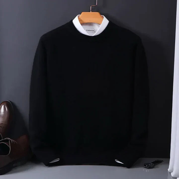 Męski sweter z kaszmiru z okrągłym dekoltem – miękki, wyrafinowany splot do smart casualowych stylizacji