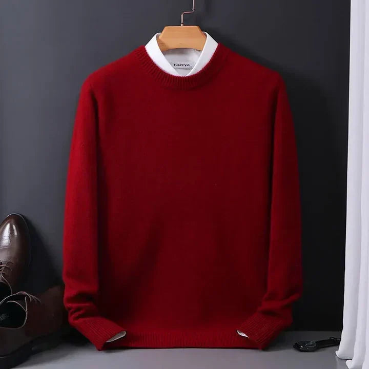 Męski sweter z kaszmiru z okrągłym dekoltem – miękki, wyrafinowany splot do smart casualowych stylizacji