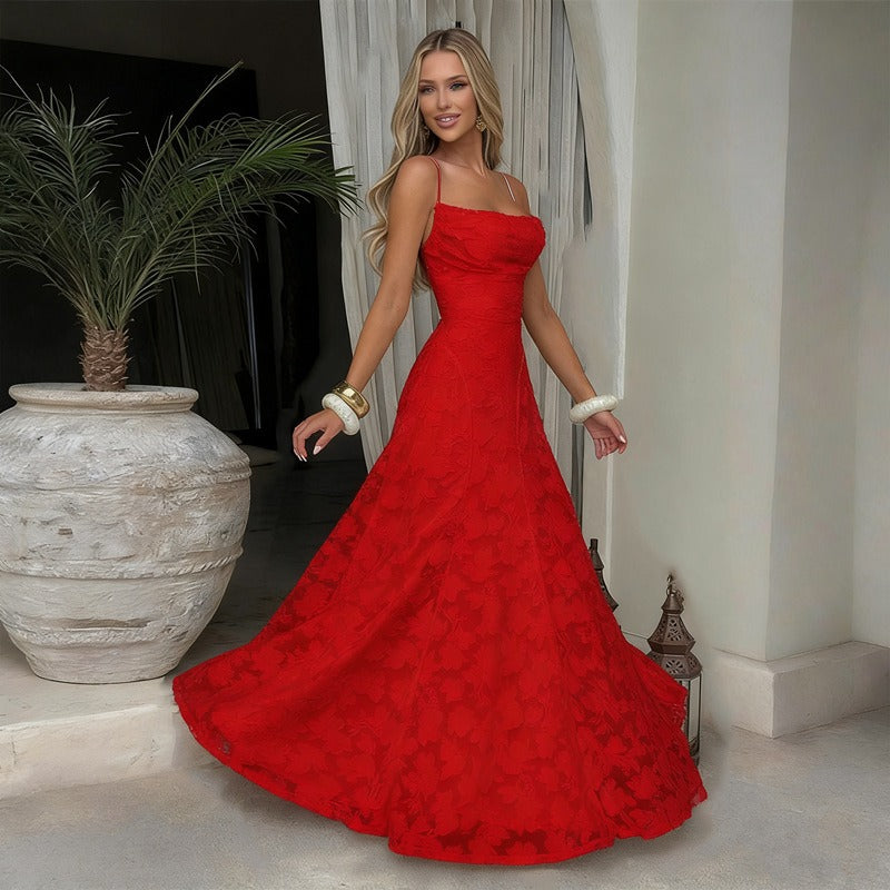 Sukienka Maxi z Koronką dla Kobiet Elegancki Styl na Wieczorne Okazje