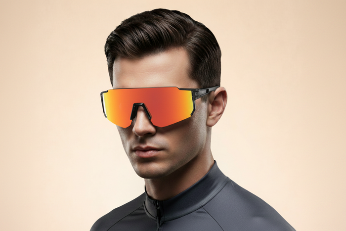 Męskie okulary przeciwsłoneczne sportowe typu shield z ochroną UV400
