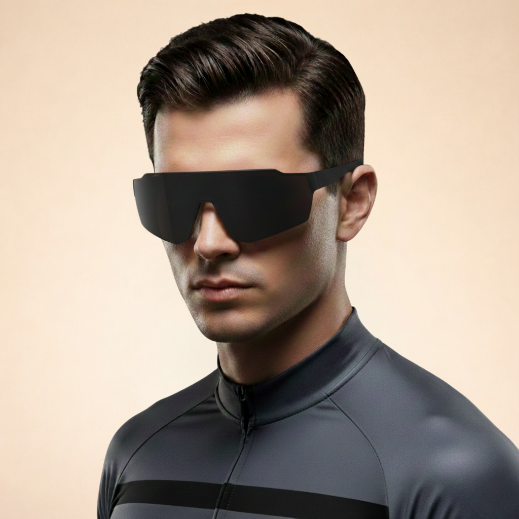 Męskie okulary przeciwsłoneczne sportowe typu shield z ochroną UV400