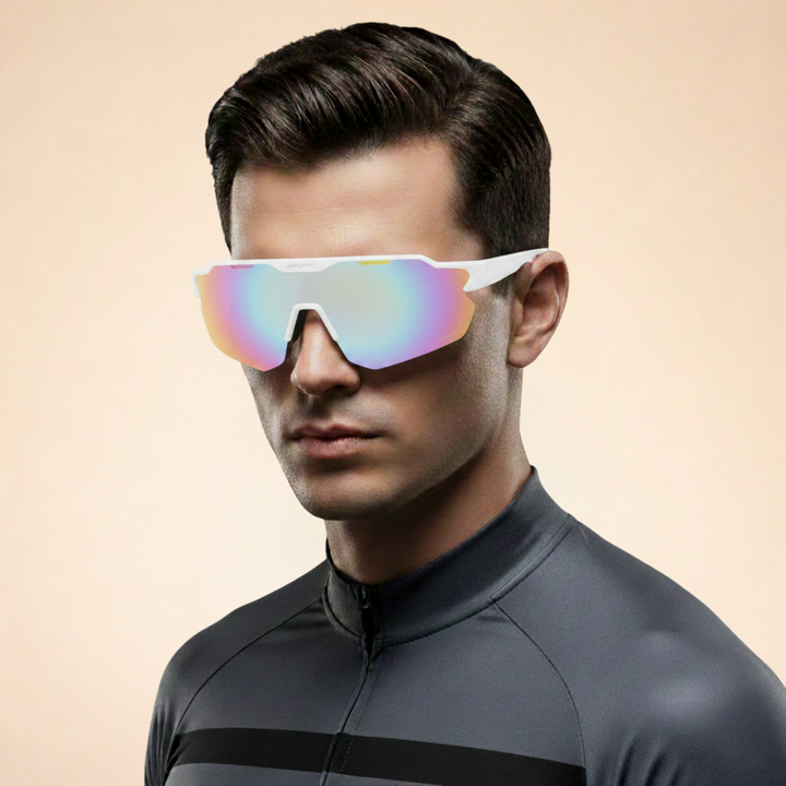 Męskie okulary przeciwsłoneczne sportowe typu shield z ochroną UV400