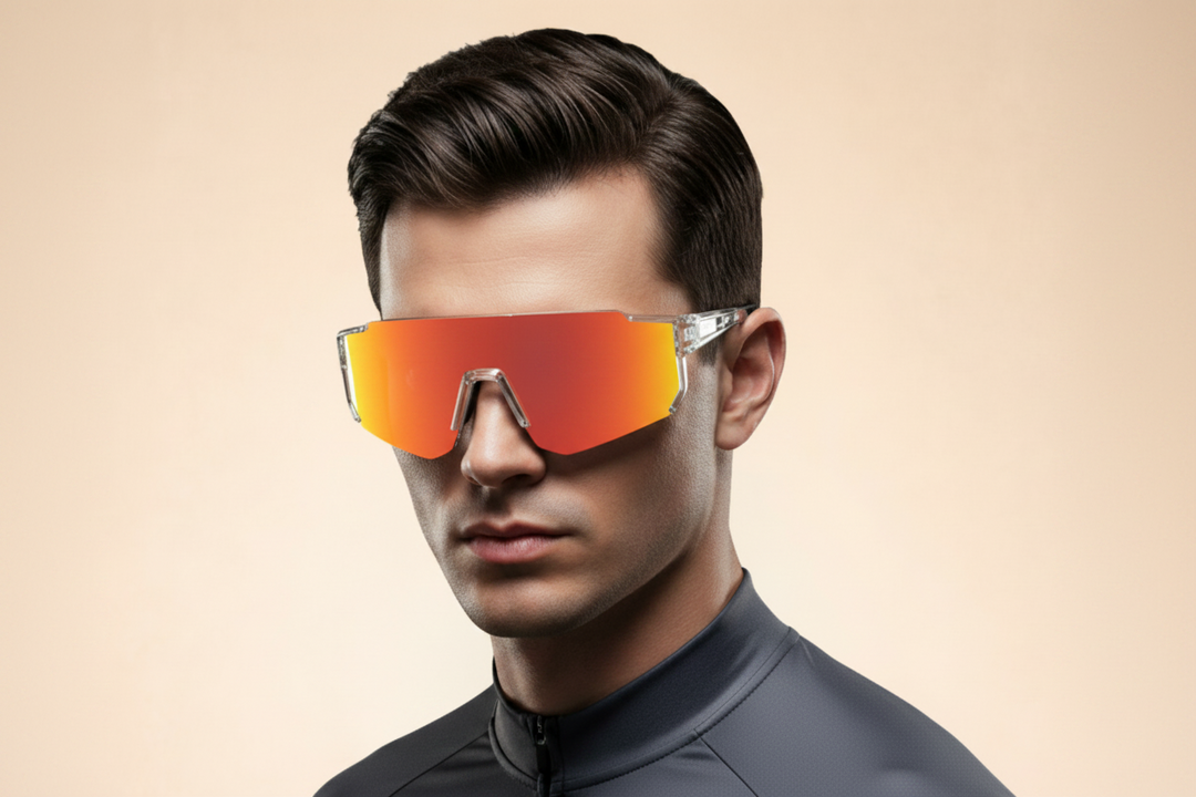 Męskie okulary przeciwsłoneczne sportowe typu shield z ochroną UV400