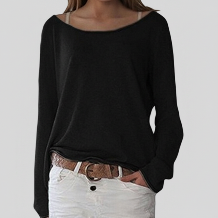 Kobiecy lekki sweter z dekoltem łódki i luźnym krojem