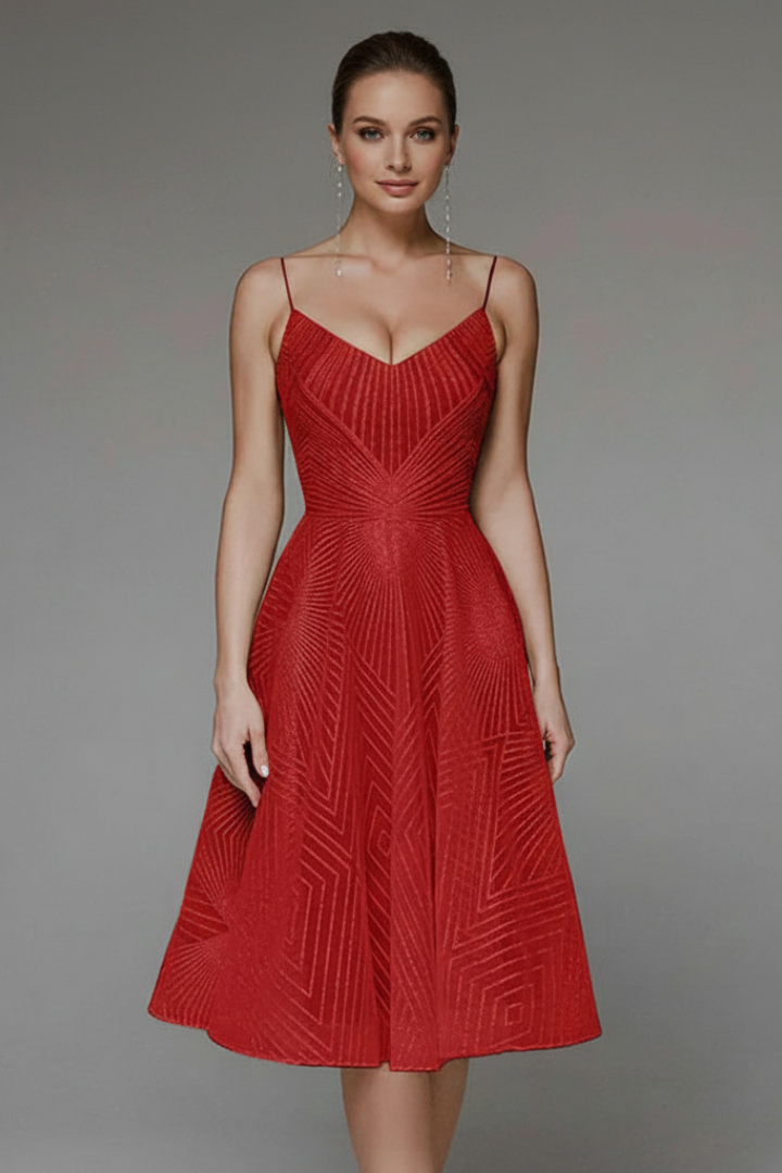 Sukienka Midi w Stylu Fit and Flare dla Kobiet – Styl na Ramiączkach na Letnie Wydarzenia