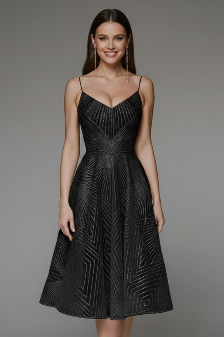 Sukienka Midi w Stylu Fit and Flare dla Kobiet – Styl na Ramiączkach na Letnie Wydarzenia