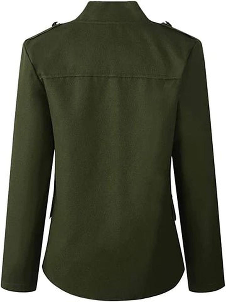 Króka kurtka inspirowana militariami dla kobiet – Strukturalna warstwa z guzikami z przodu do smart casual
