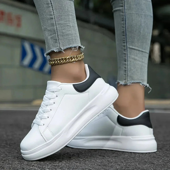 Damskie Trampki na Platformie – Minimalistyczne Sznurowane Buty na Co Dzień