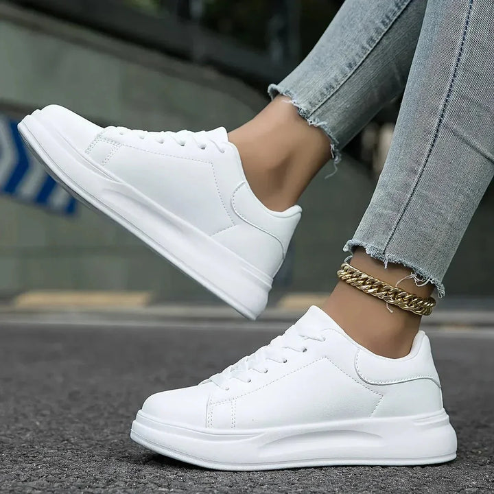 Damskie Trampki na Platformie – Minimalistyczne Sznurowane Buty na Co Dzień