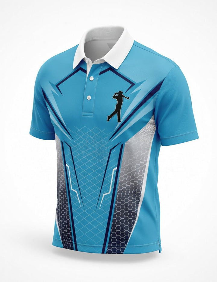 Męska koszulka polo golfowa z nadrukiem i kontrastowym kołnierzykiem