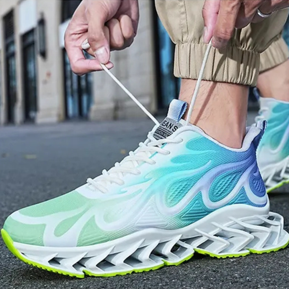 Męskie Sneakersy z Podeszwą Blade Oddychająca Siatka Sznurowane Sportowe Trenerzy