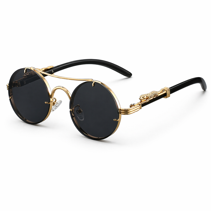 Męskie Okulary Przeciwsłoneczne Okrągła Ramka Metal Retro Design
