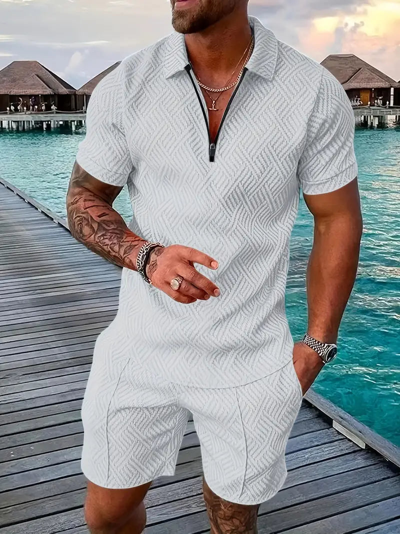 Męski Stylowy Zestaw Dwuczęściowy Premium Casual Smart Outfit Wygodny Nowoczesny Element Garderoby