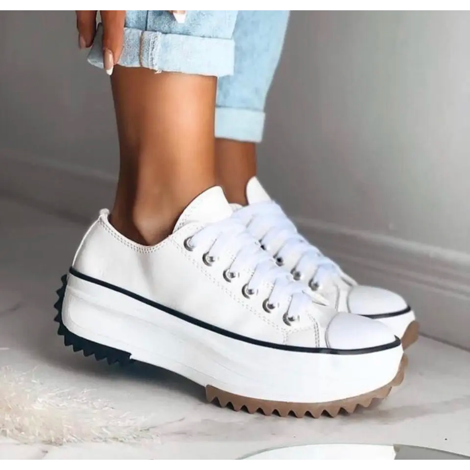 Damskie Trampki na Platformie z Sznurowaniem – Chunky Casual Buty na Codzienne Miejskie Wyjścia
