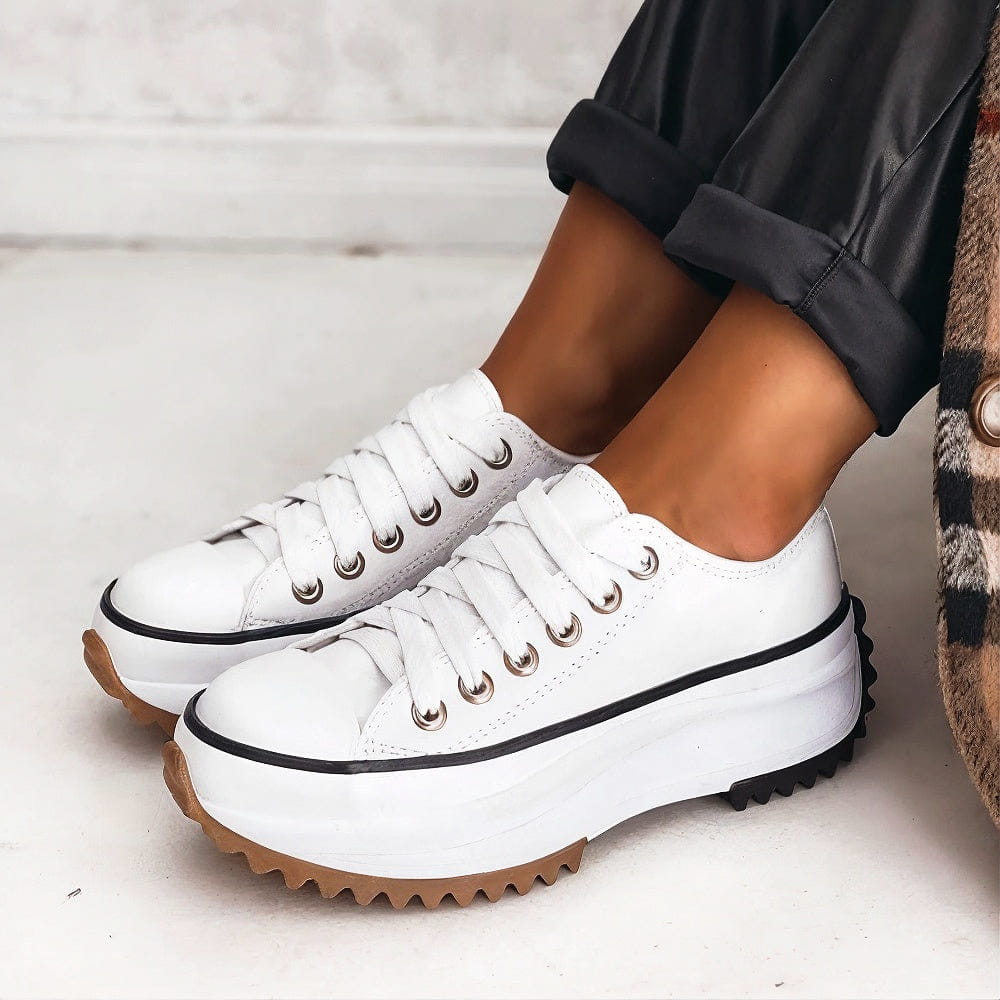 Damskie Trampki na Platformie z Sznurowaniem – Chunky Casual Buty na Codzienne Miejskie Wyjścia