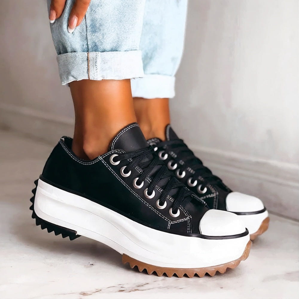 Damskie Trampki na Platformie z Sznurowaniem – Chunky Casual Buty na Codzienne Miejskie Wyjścia