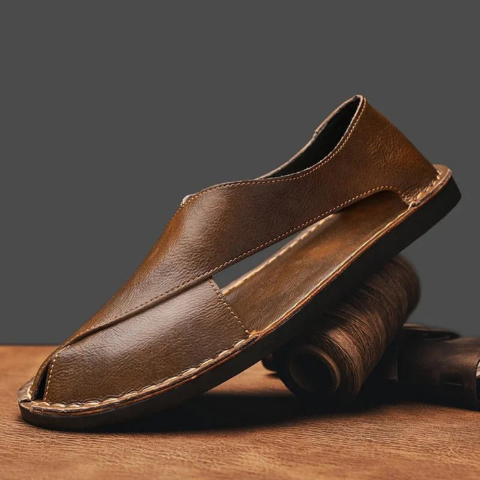 Męskie skórzane sandały z zamkniętymi palcami – Casualowe letnie buty na co dzień