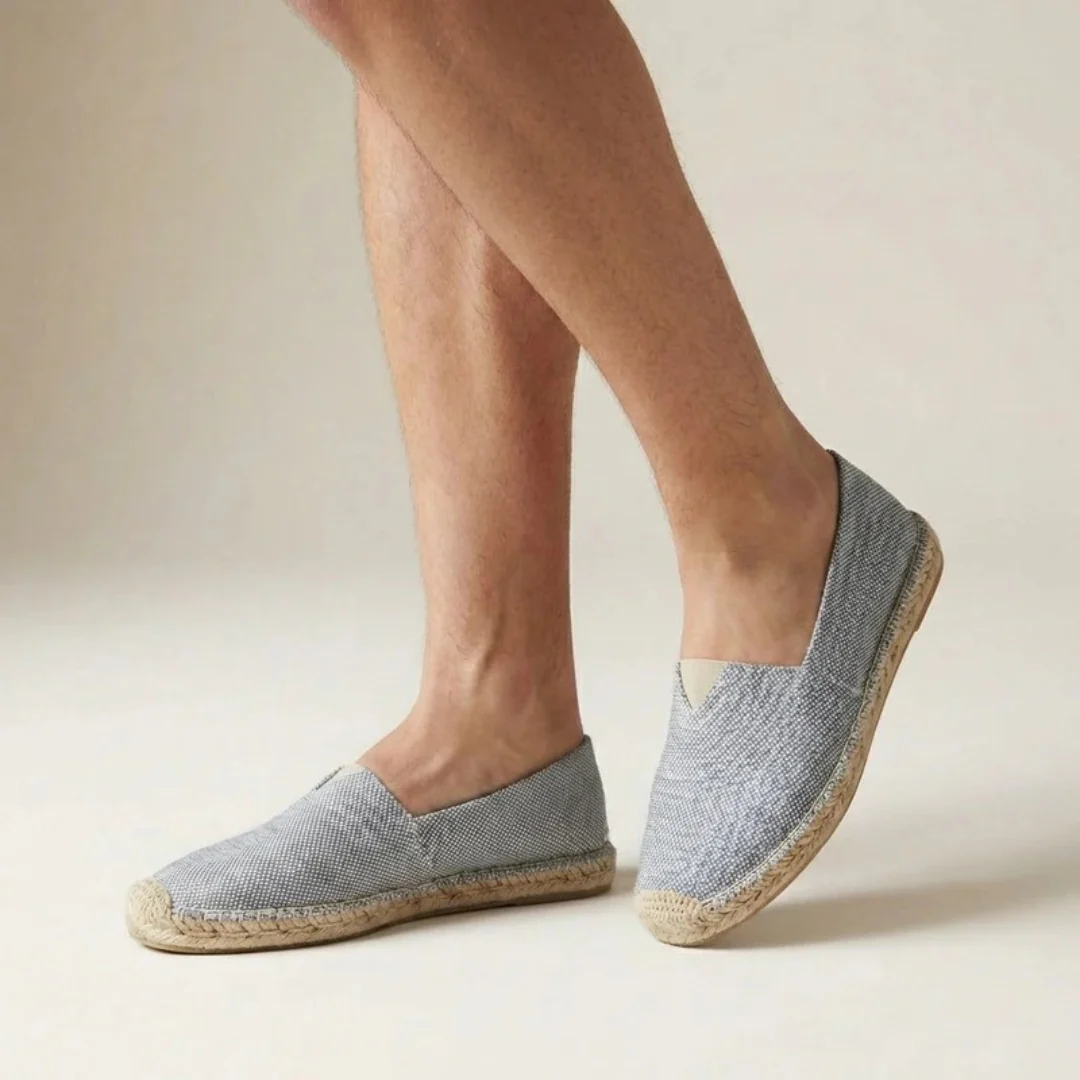Męskie espadryle na jutowej podeszwie – lekkie buty wsuwane na lato na wakacje i na co dzień