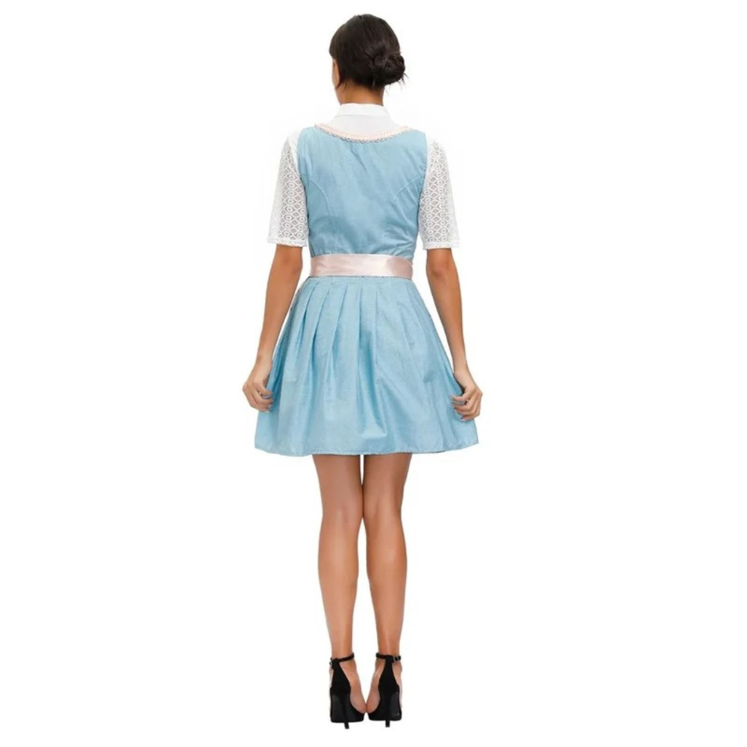 Sukienka Dirndl z Koronką dla Kobiet – Mini na Oktoberfest z Dekoracyjnym Fartuszkiem