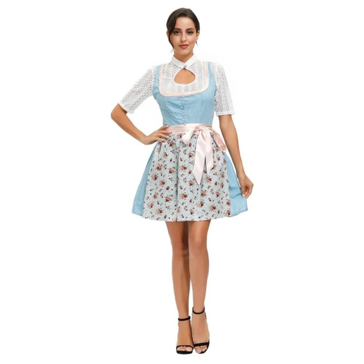 Sukienka Dirndl z Koronką dla Kobiet – Mini na Oktoberfest z Dekoracyjnym Fartuszkiem