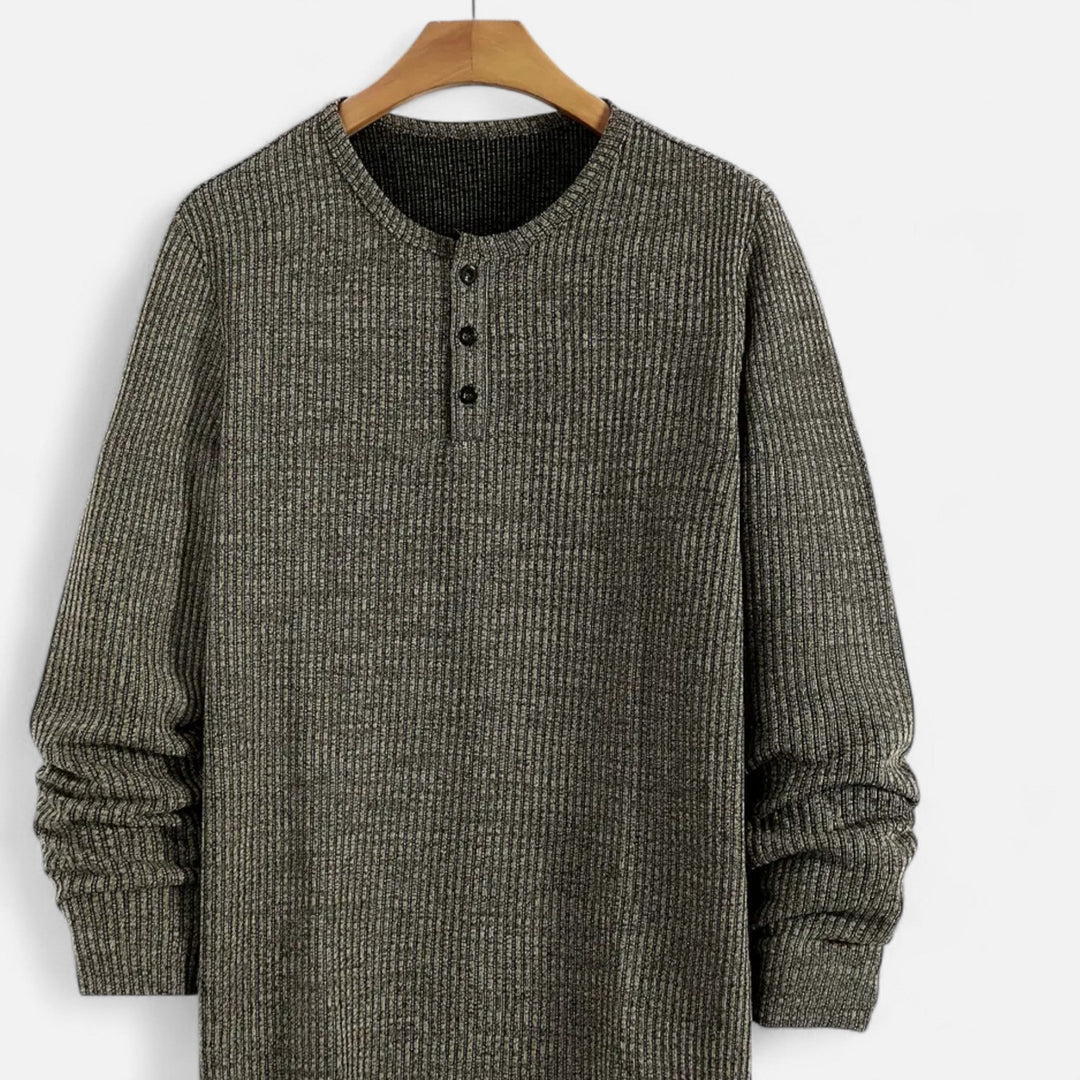 Valmonti | Męski sweter Henley z dzianiny w warkocze