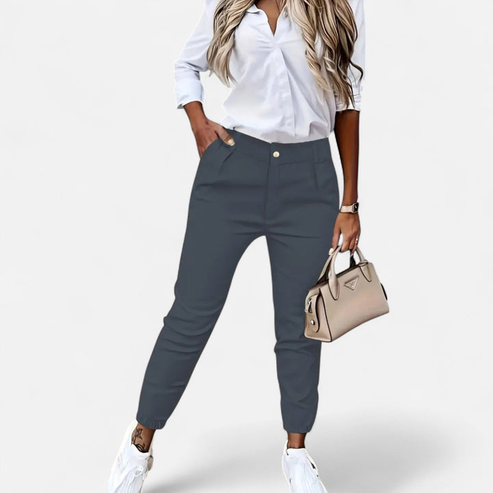 Valmonti | Spodnie Damskie – Elegancja w Wysokim Talii i Slim-Fit