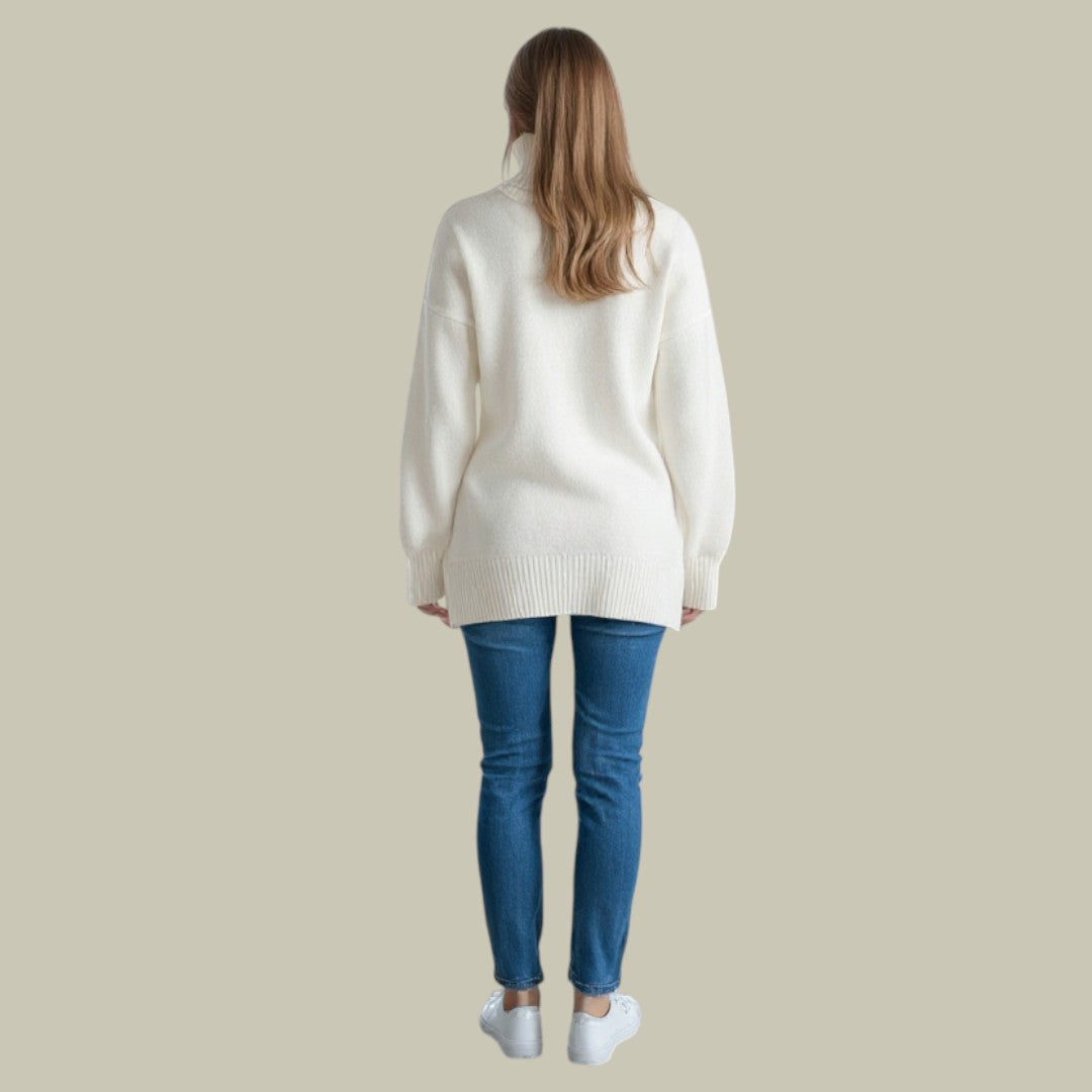 Damski sweter z wysokim kołnierzem – Oversized pulower na zimę