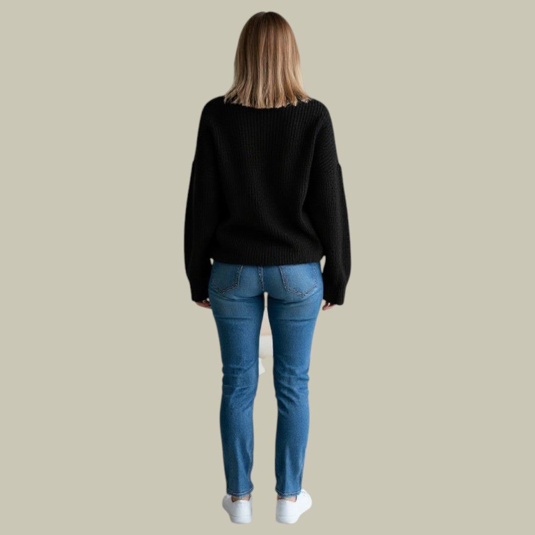 Damski sweter z wysokim kołnierzem – Oversized pulower na zimę