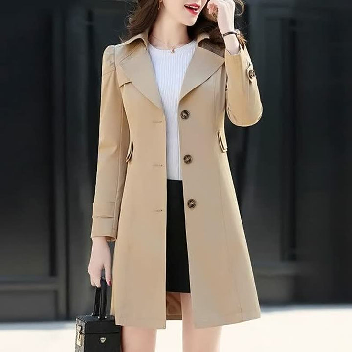 Damski Długi Trench Coat – Elegancka Warstwa do Biura i Codziennego Użytku