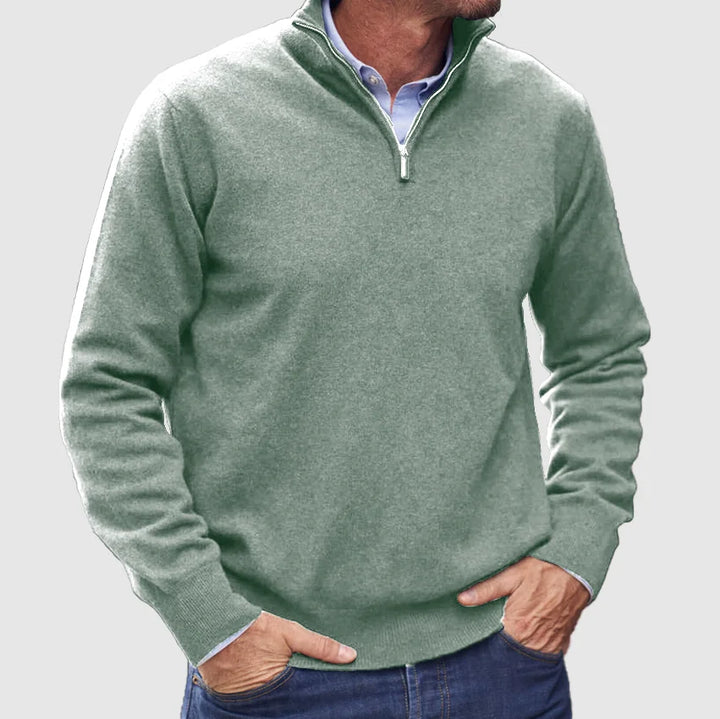 Męski sweter z kołnierzem typu quarter-zip – Elegancka warstwa na smart casualowe jesienne stylizacje