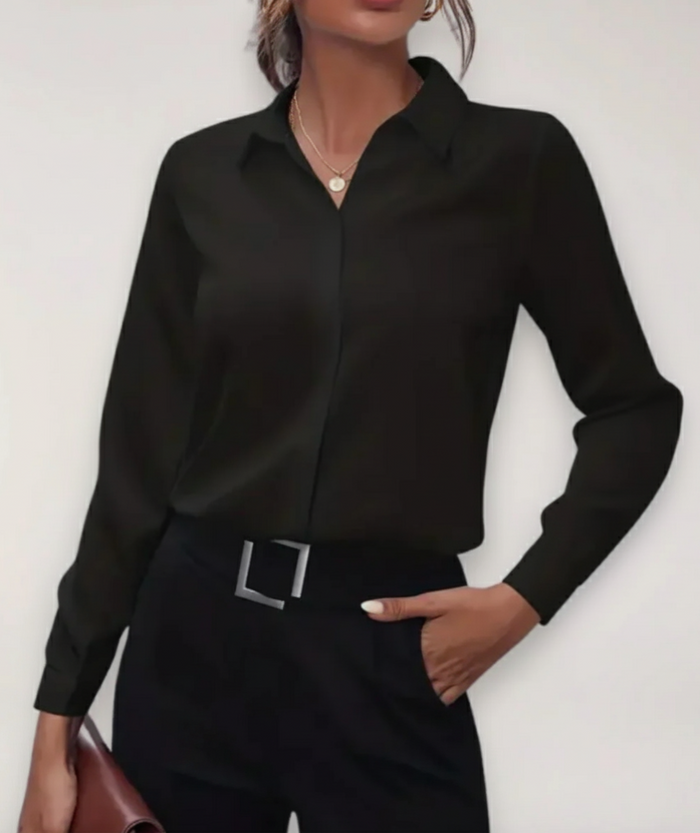 Dopasowana bluzka z guzikami dla kobiet – Lekka wiosenna koszula biurowa do smart casual