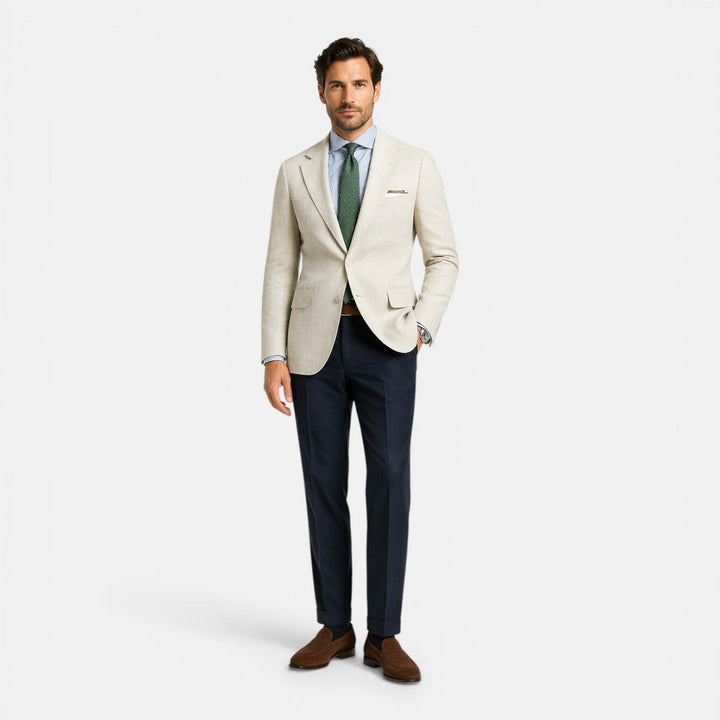 Męska slim fit lniana marynarka smart casual na lato