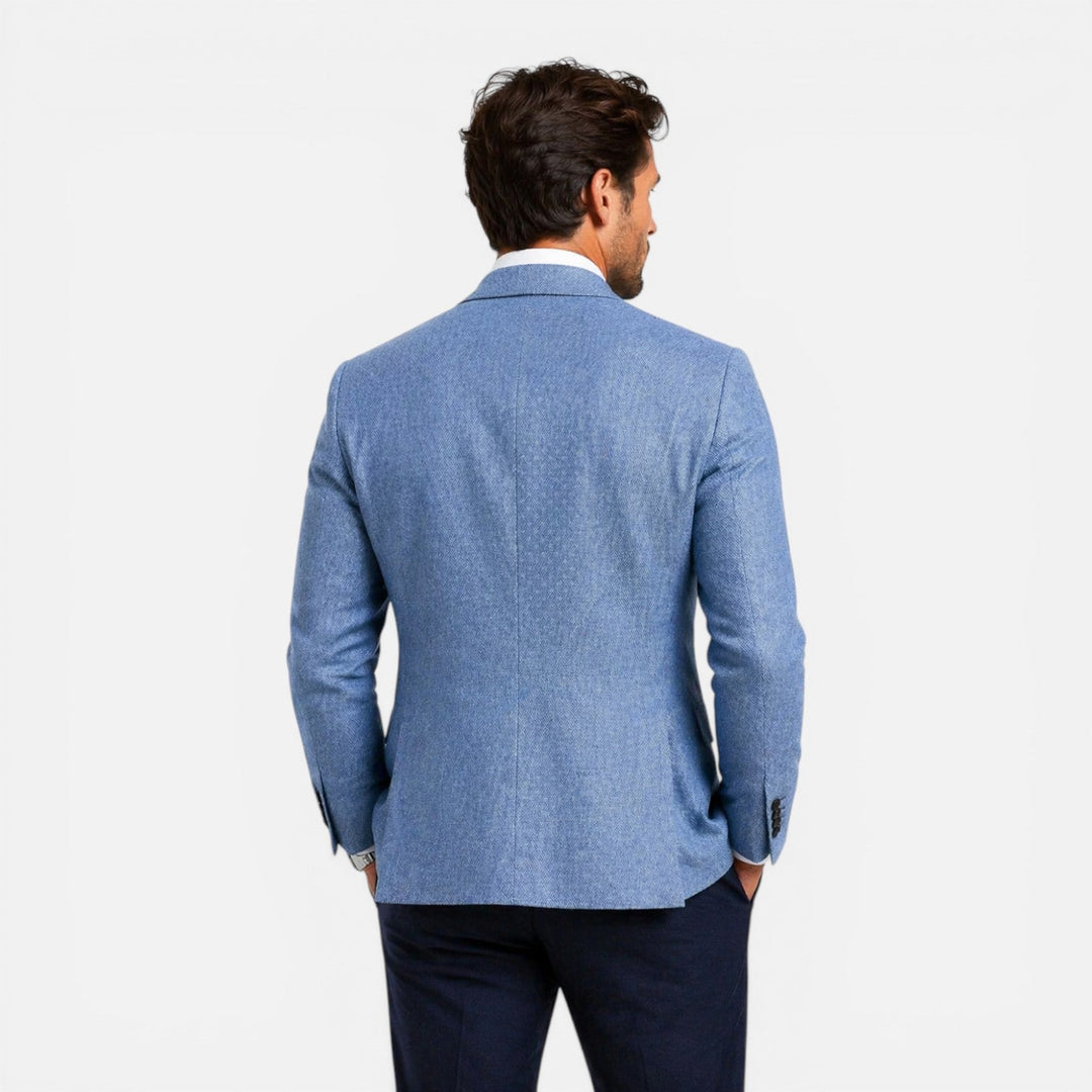 Męska slim fit lniana marynarka smart casual na lato