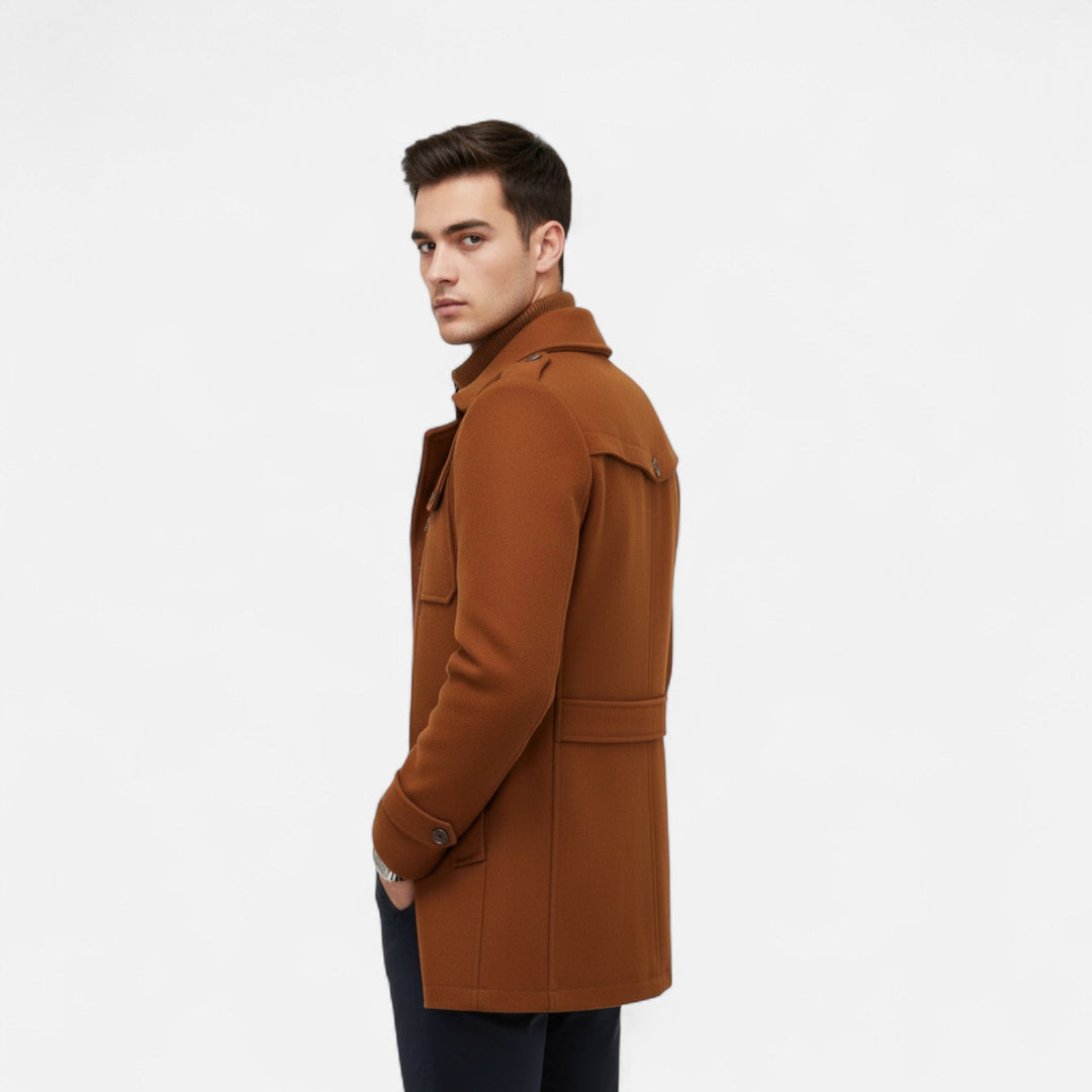 Valmonti | Męski płaszcz tweedowy slim-fit