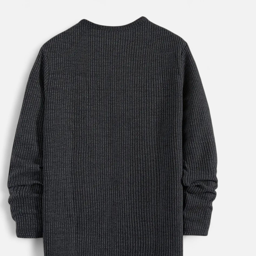 Valmonti | Męski sweter Henley z dzianiny w warkocze