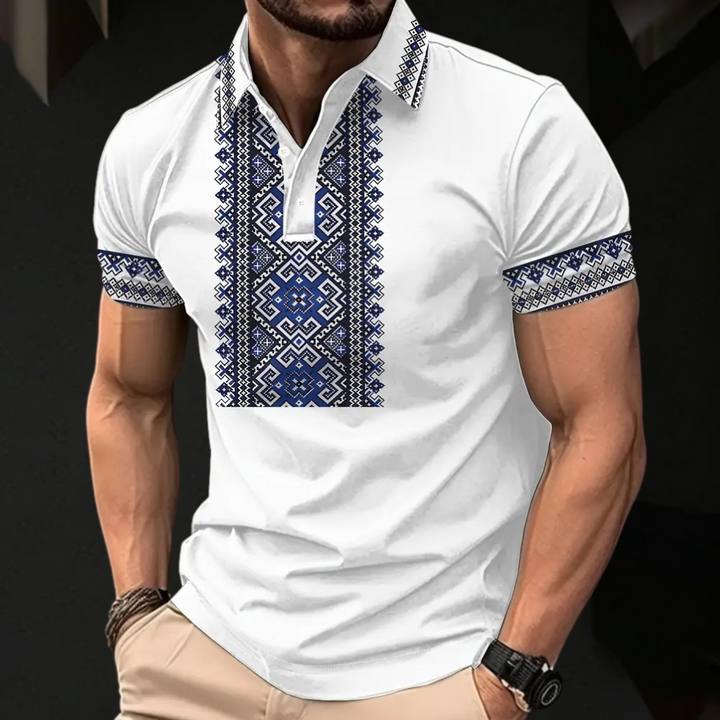 Męska Koszulka Polo z Haftem, Detal Wzoru, Slim Fit, Casual