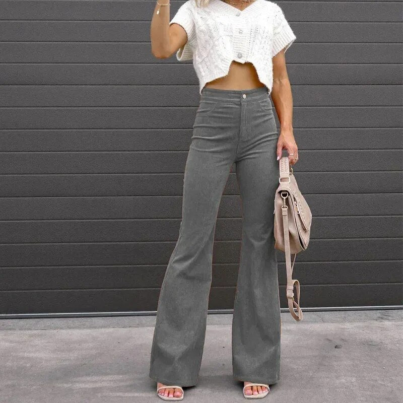 Damskie Spodnie Dzwony Wysoki Stan Elegancki Krój Wygodne Stylowe Codzienne Uniwersalne Spodnie