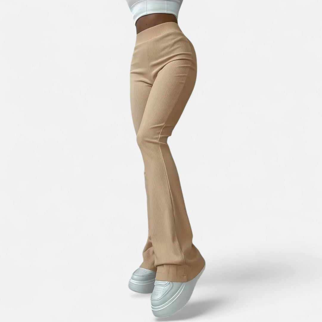 Valmonti | Damskie Legginsy Slim – Elegancja z Wysokim Stanem i Prążkowanym Wzorem