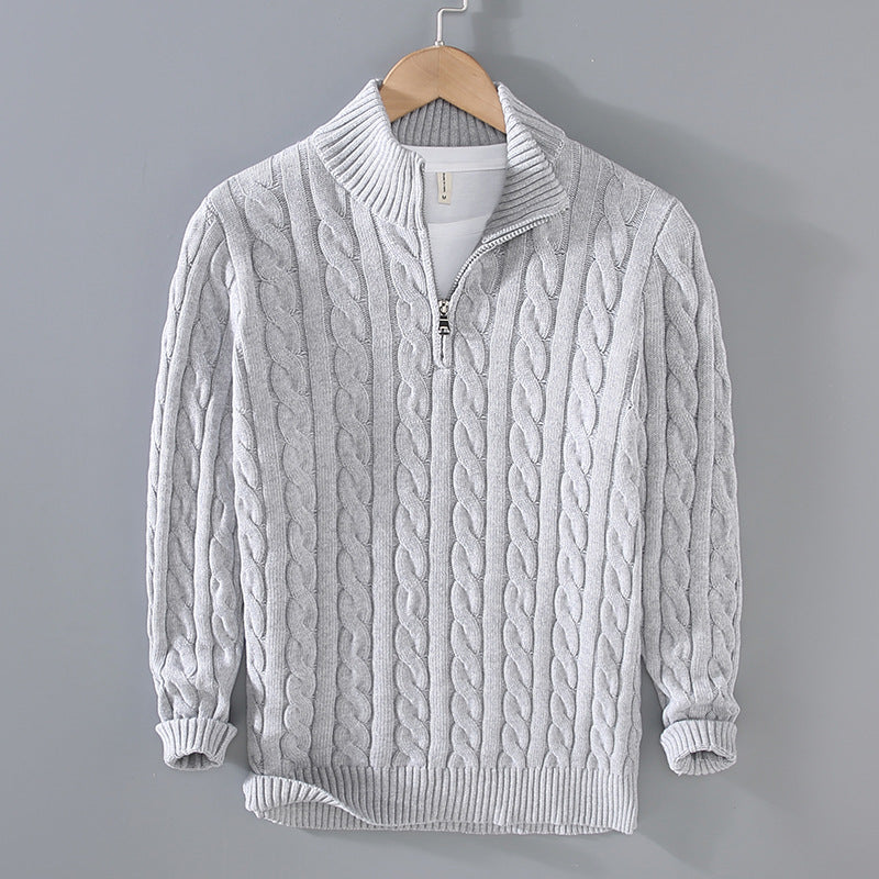 Męski sweter dzianinowy – miękki, ciepły sweter z okrągłym dekoltem, wygodny, casualowy, elegancki
