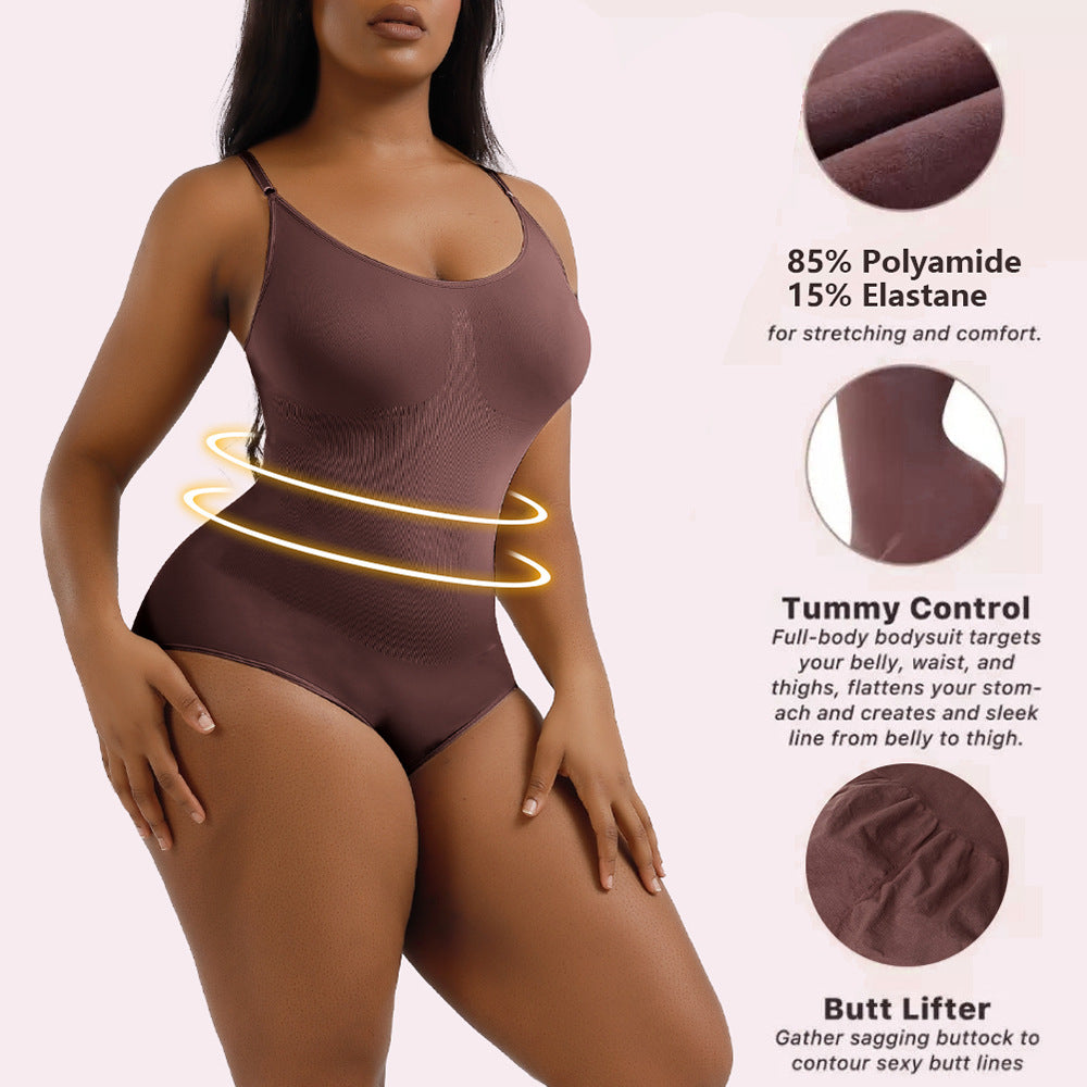 Damski bodysuit modelujący z regulowanymi ramiączkami, gładkie dopasowanie