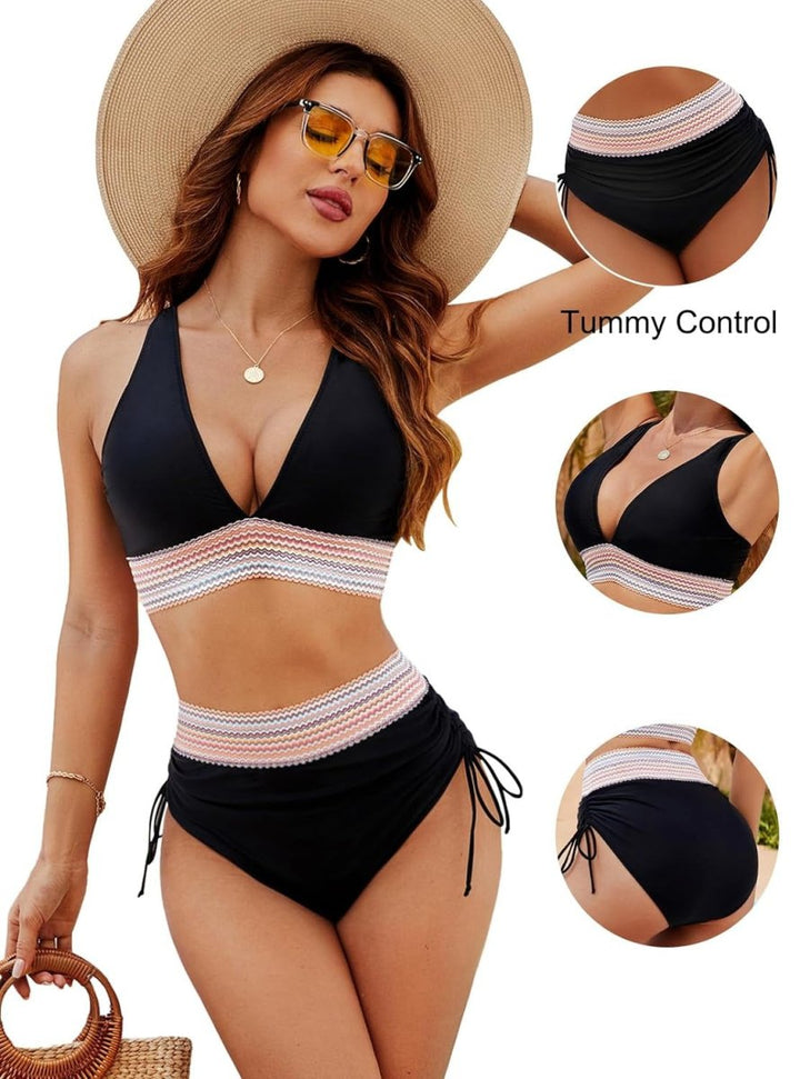 Kobiece bikini z wysokim stanem - wspierający strój kąpielowy