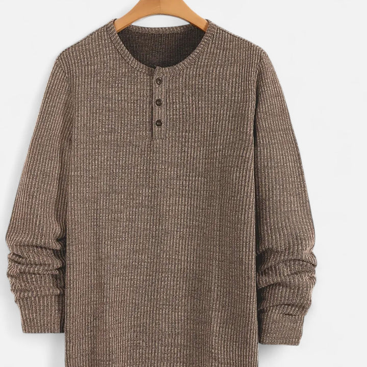 Valmonti | Męski sweter Henley z dzianiny w warkocze
