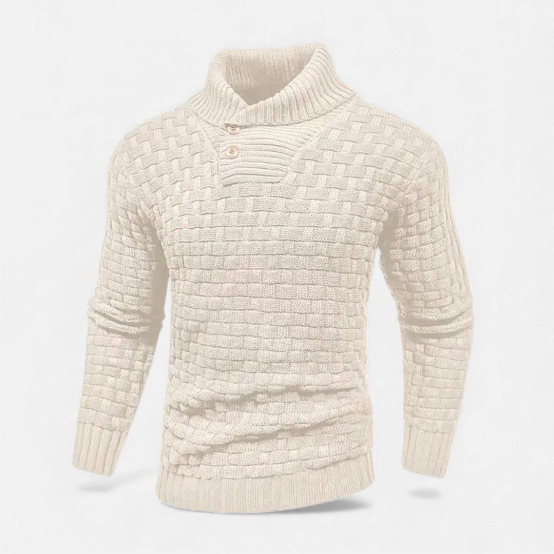 Valmonti | Męski sweter z golfem i guzikami – Slim Knit Sweater