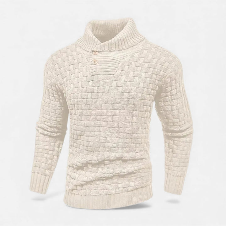 Valmonti | Męski sweter z golfem i guzikami – Slim Knit Sweater