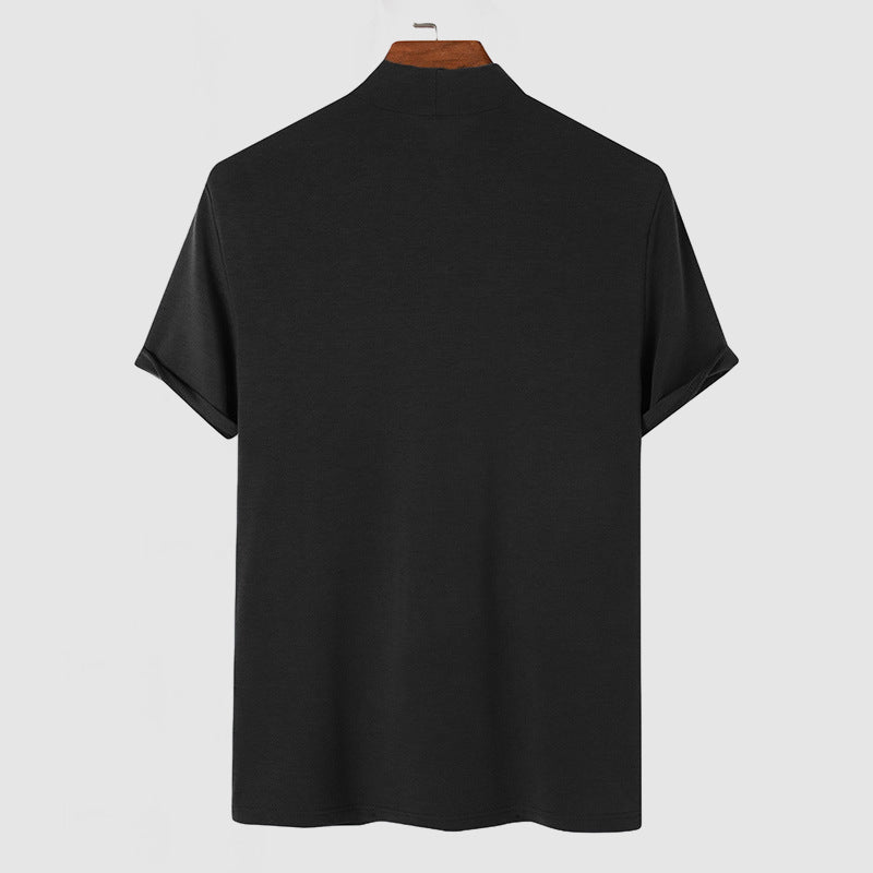 Męska luksusowa koszulka T-shirt z rozciągliwej bawełny - wygodna codzienna koszulka na każdą porę roku w kolorze czarnym, białym i szarym