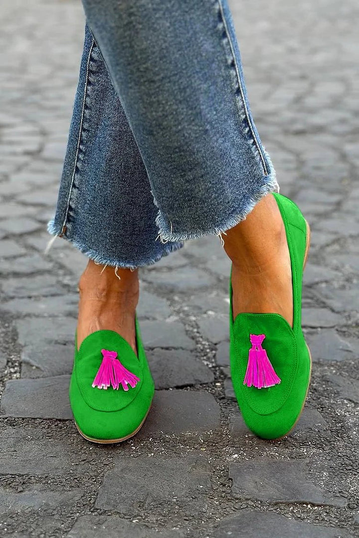 Damskie zamszowe mokasyny – Wygodne płaskie buty do biura i na weekend