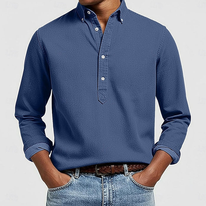 Męska Koszula Popover z Kołnierzem Button-Down